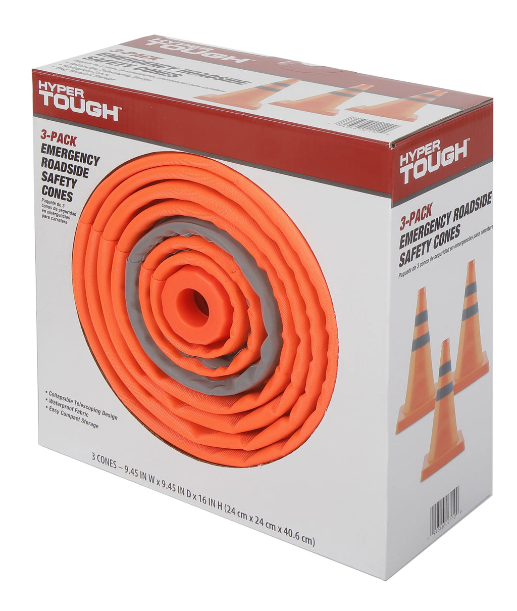 Collapsible Reflective Emergency Safety Cone 3 Pack Plastic A44251