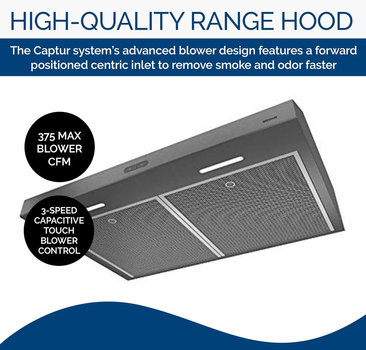 Black Stainless Steel 30" Convertible Range Hood with Exhaust Fan and Light W745