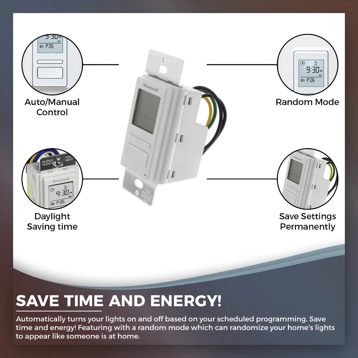 Timer Switch with Sunrise Sunset Single or 3 Way P5349