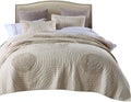 King Taupe Cotton Quilt Set with Shams X6176