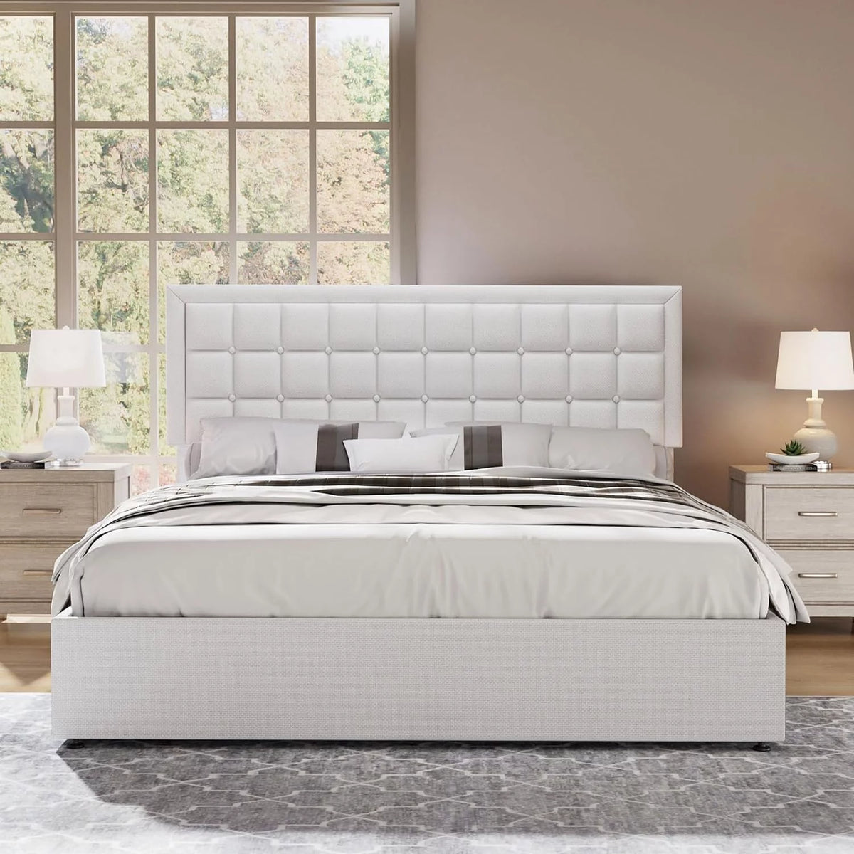 King Size Lift Up Storage Upholstered Platform Bed Frame S396219