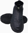 Black M Waterproof Reusable Rain Shoe Covers with Zipper D56511