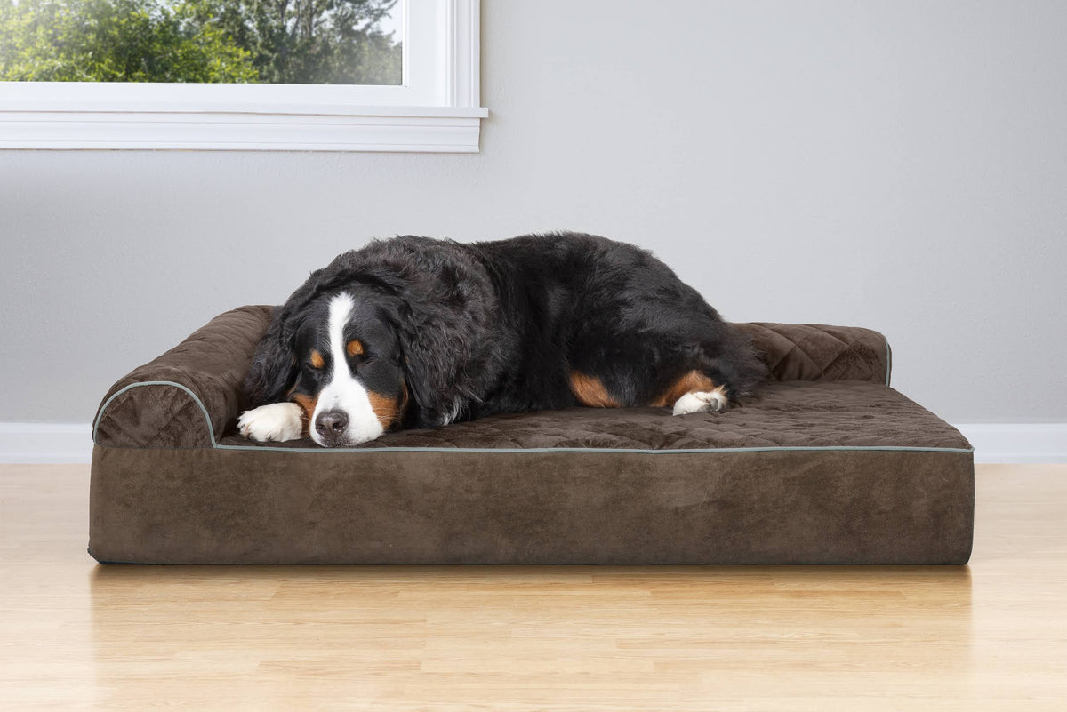 Espresso Velvet L-Chaise Dog Bed F618982