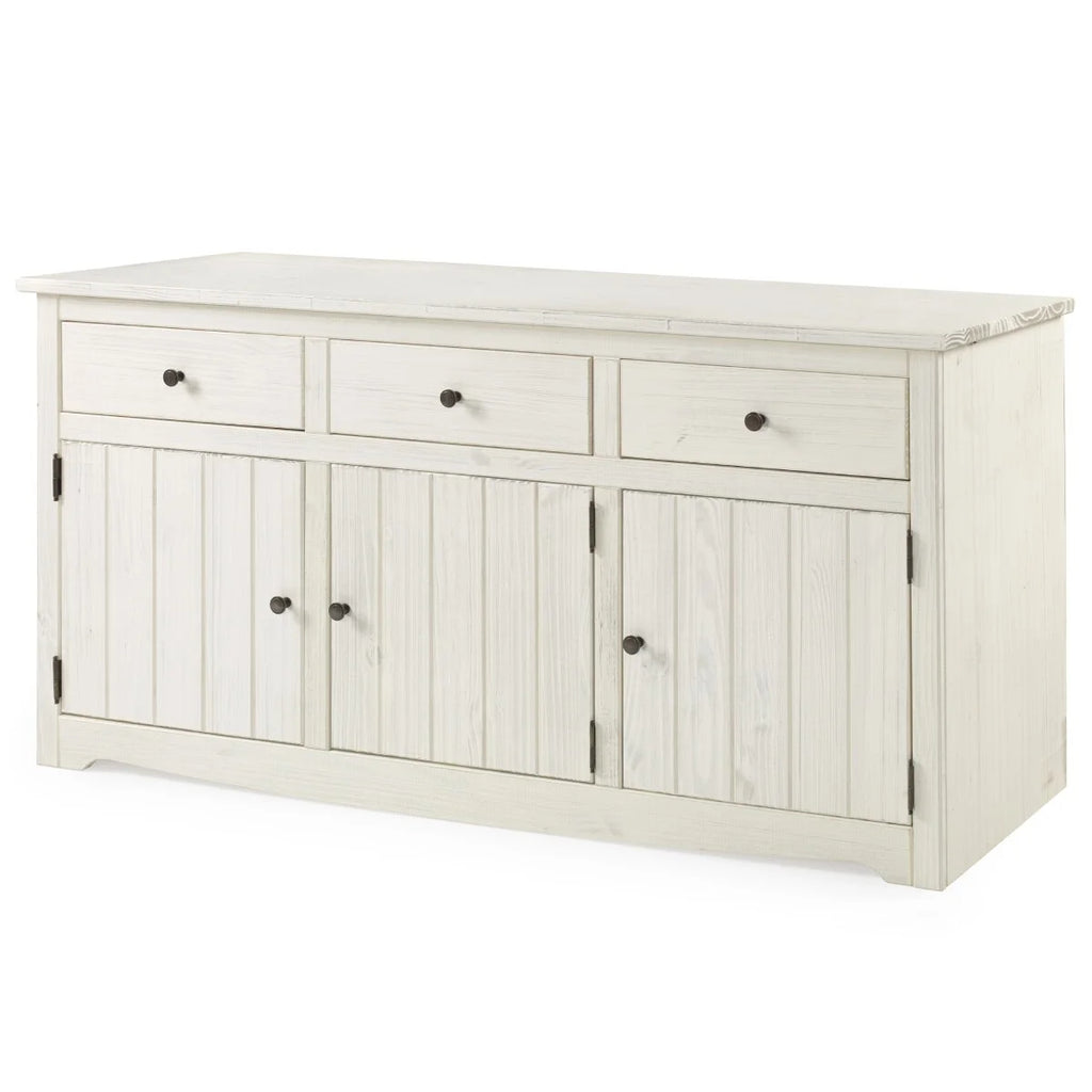 White Distressed Wood Buffet Sideboard S584