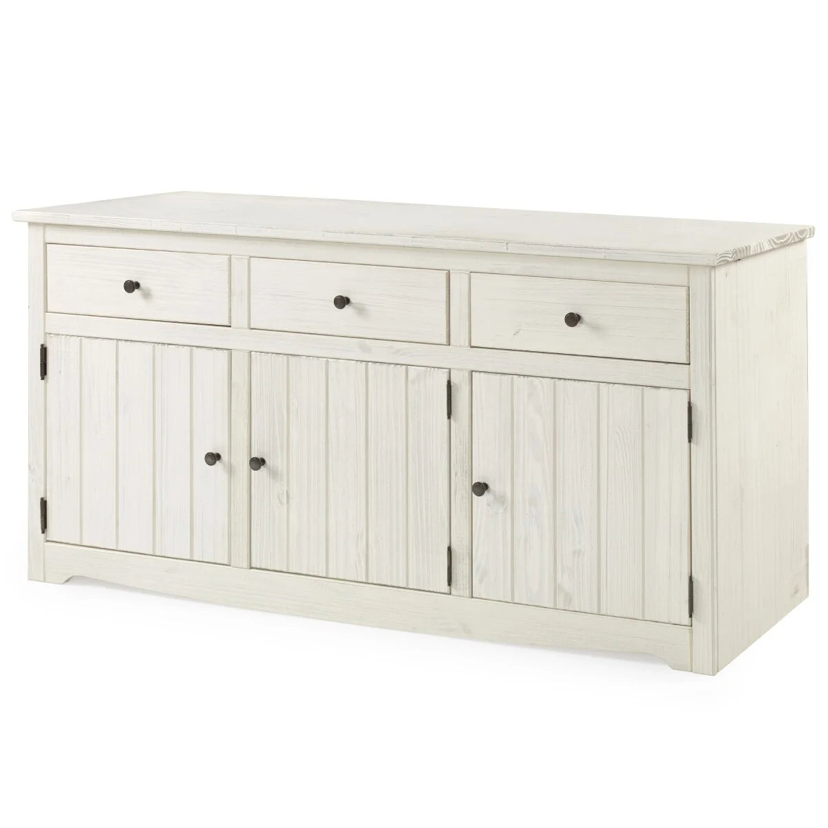 White Distressed Wood Buffet Sideboard S584