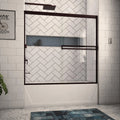 52-in to 56-in Frameless Oil-Rubbed Bronze Sliding Shower Door T3736