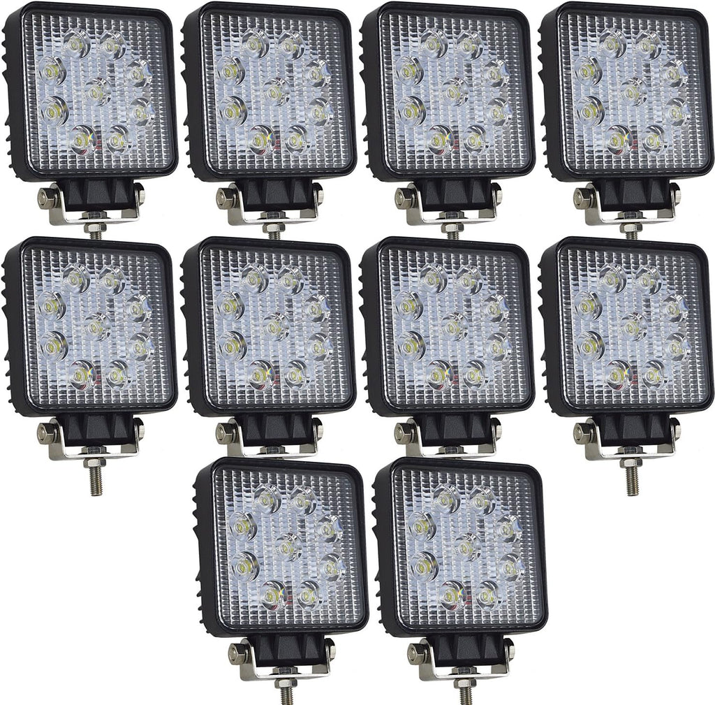 10 Pcs 4 inch 27W Flood LED Work Light Bar X59968