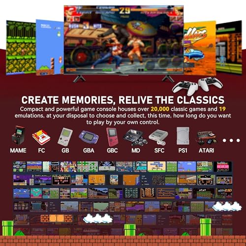 4K HDMI Retro Gaming Console Stick with 20,000+ Classic Games, 23 Emulators & Dual 2.4G Wireless Controllers P533