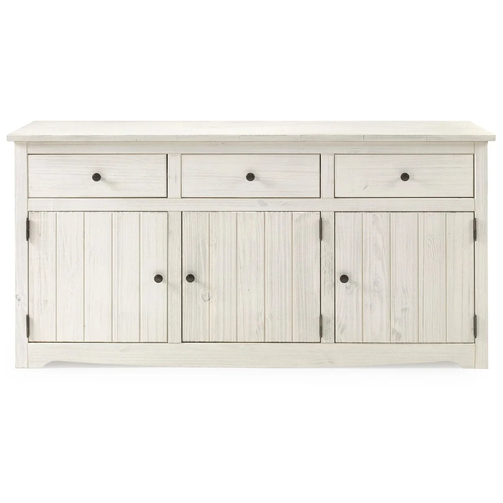 White Distressed Wood Buffet Sideboard S584