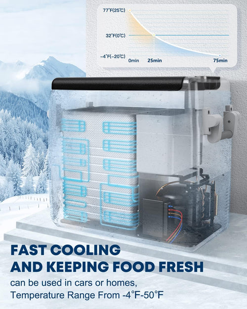 12 Volt Portable Car Fridge 53 Quart Dual Zone Freezer W615