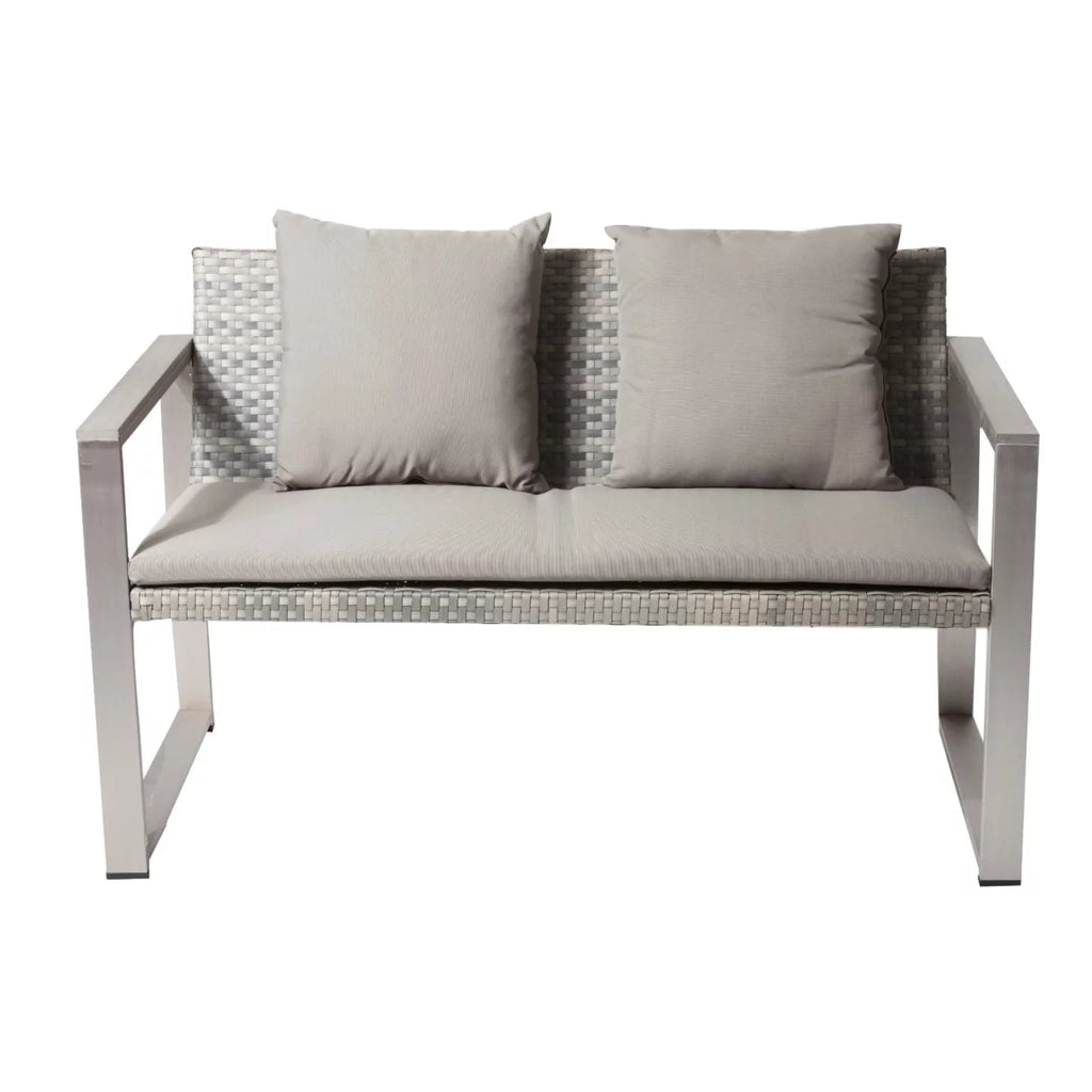 Anodized Aluminum Upholstered Cushioned Sofa with Rattan M111527