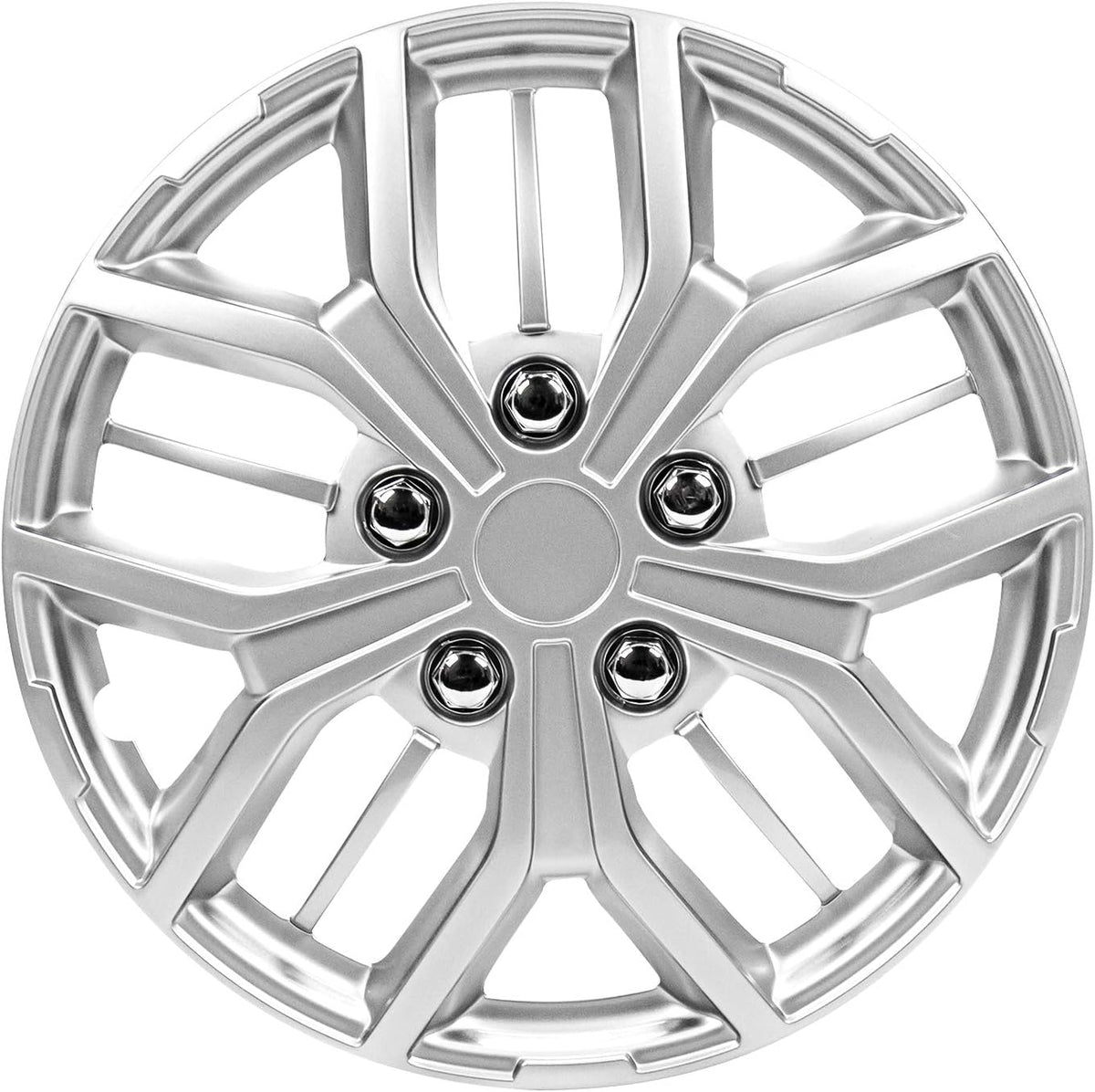 14 Inch Black and Silver Universal Hubcap Wheel Covers Set of 4 J785
