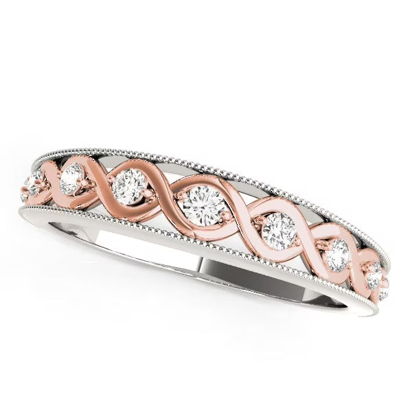 14k White Rose Gold Diamond Wedding Band 1/8 cttw Size 4.5 W7997