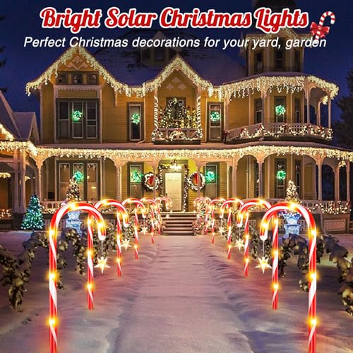 12 Pack Solar Candy Cane Lights with 10 Modes and 72 LED M6460