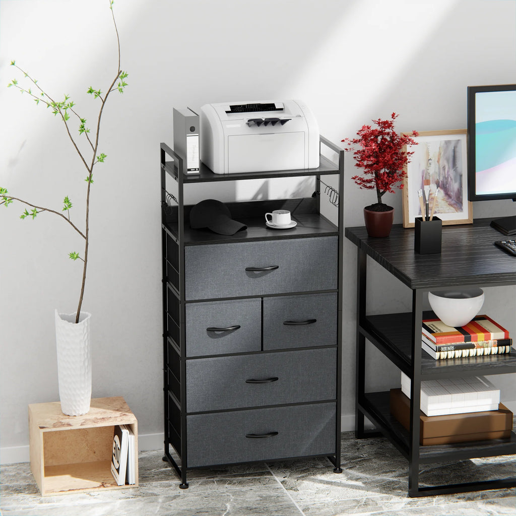 White 12 Drawer Dresser with Side Pockets and Hooks V714