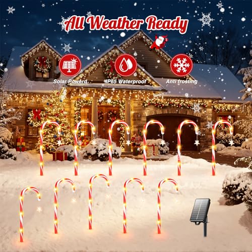 12 Pack Solar Candy Cane Lights with 10 Modes and 72 LED M6460