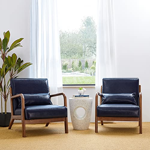 Black PU Leather Accent Armchair with Wood Frame O95413