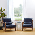 Black PU Leather Accent Armchair with Wood Frame O95413