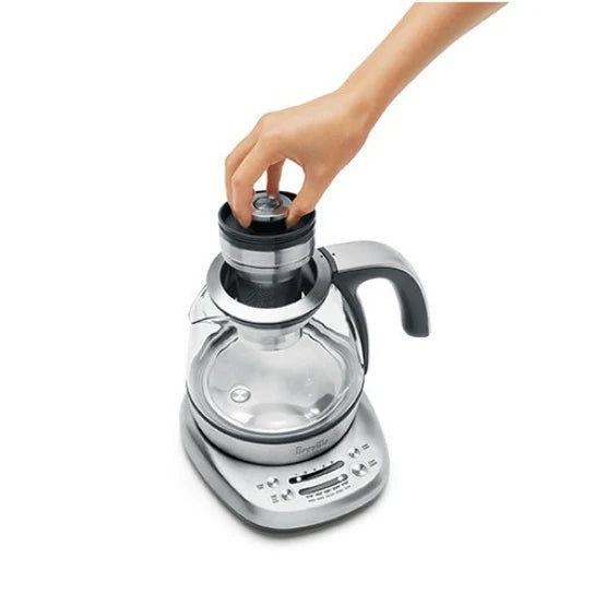 1.0L Brushed Stainless Steel and Glass Compact Kettle H785