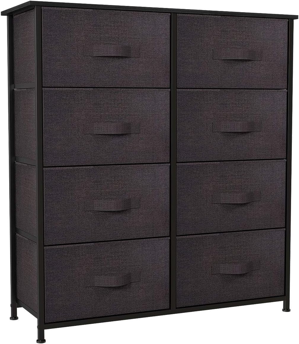 8 Drawer Fabric Dresser with Steel Frame and Wooden Top X830