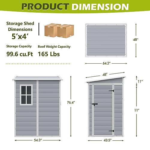 6 X 4 FT Resin Outdoor Storage Shed I307