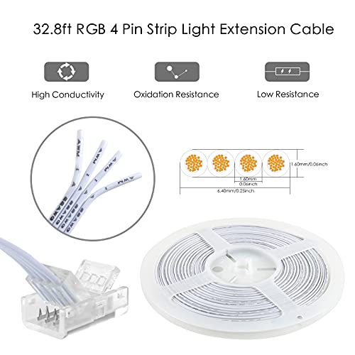 4 Pin 10mm LED Strip Connector Kit 32.8ft 5 Pcs S8628