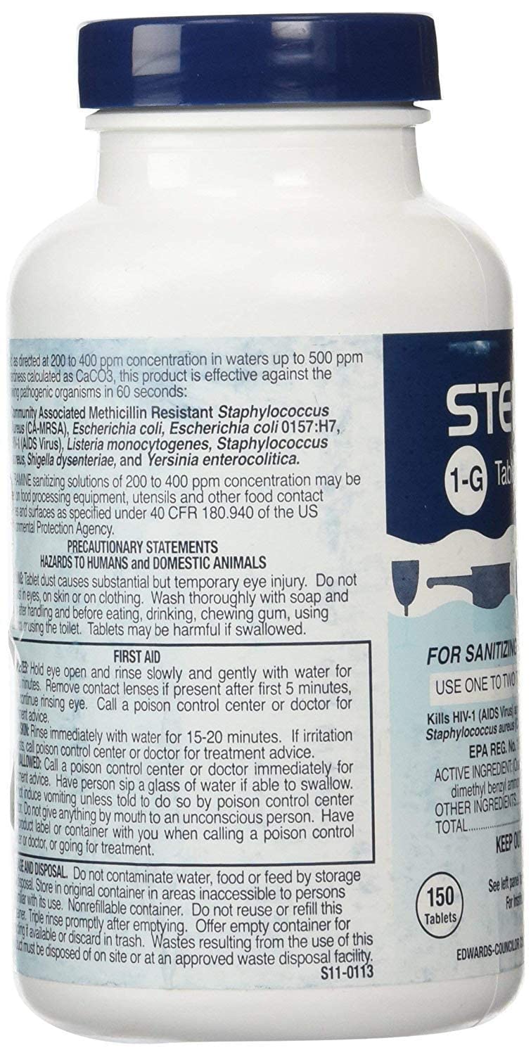 150 Sanitizer Tablets per Bottle, Blue, Pack of 1 Bottle H4168