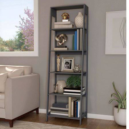 Gray 5-Tiered Ladder-Style Bookcase R65880