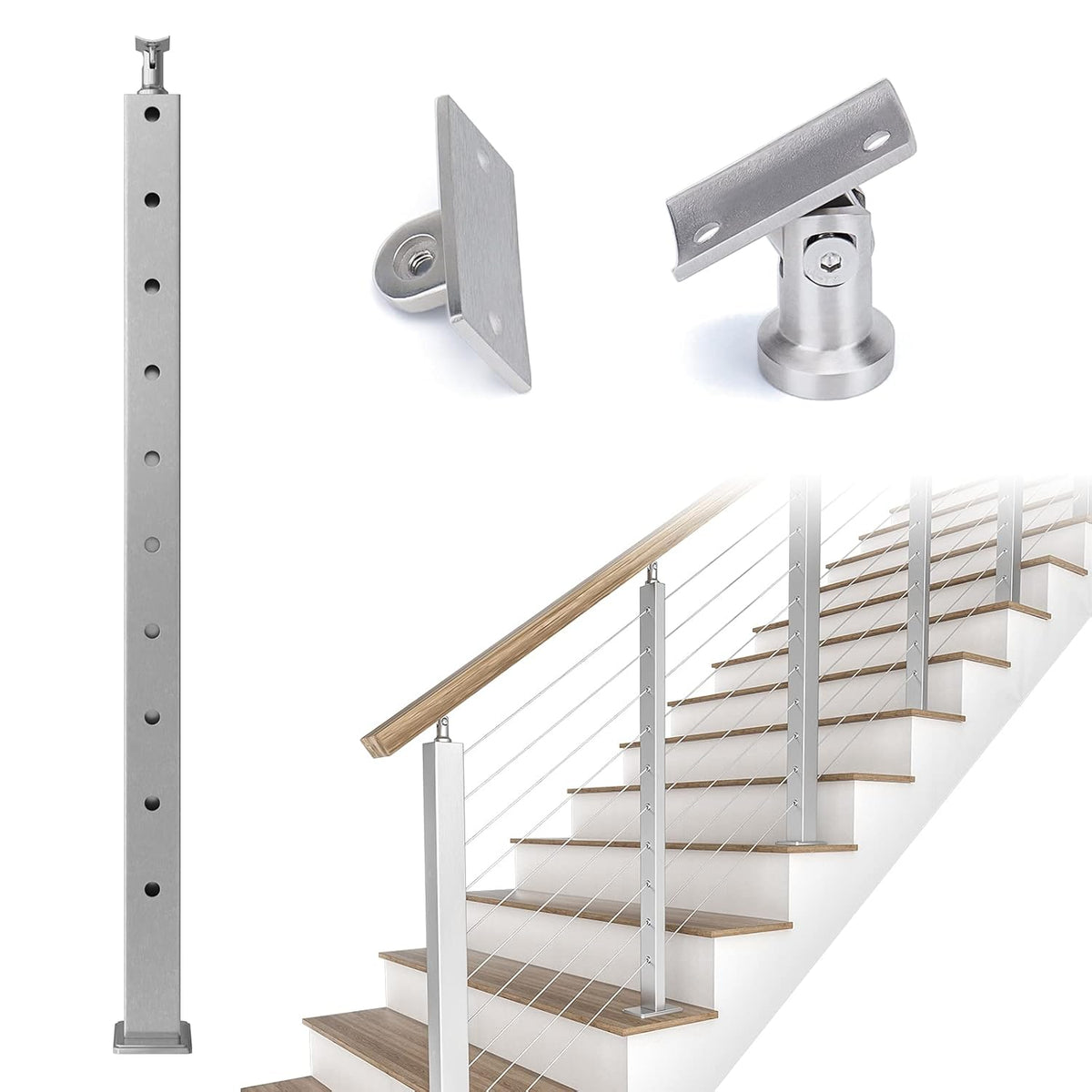 Cable Railing Corner Post 36x2x2 Surface Mount C268