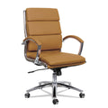 Mid-Back Slim Profile Chair Camel Soft Leather Chrome D6701