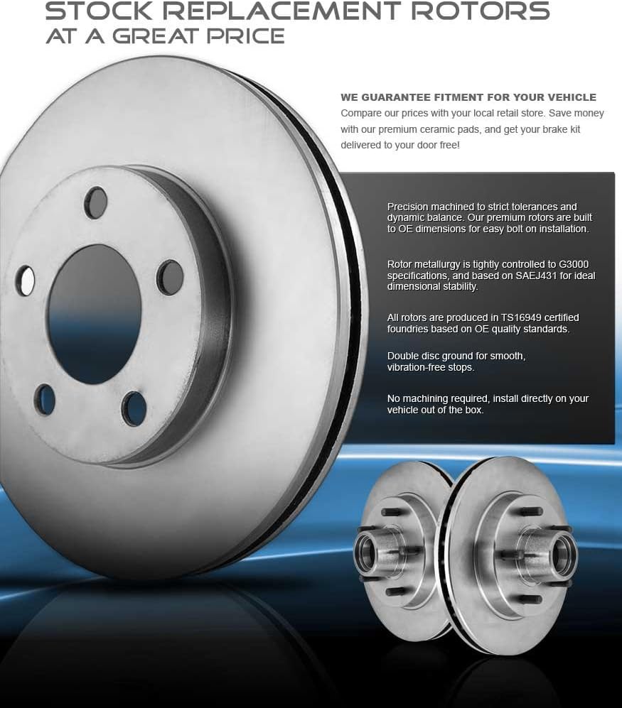 Premium Rear Brake Rotors + Ceramic Pads + Clips Q10208