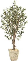 5ft. Olive Artificial Tree in Country White Planter Q8435