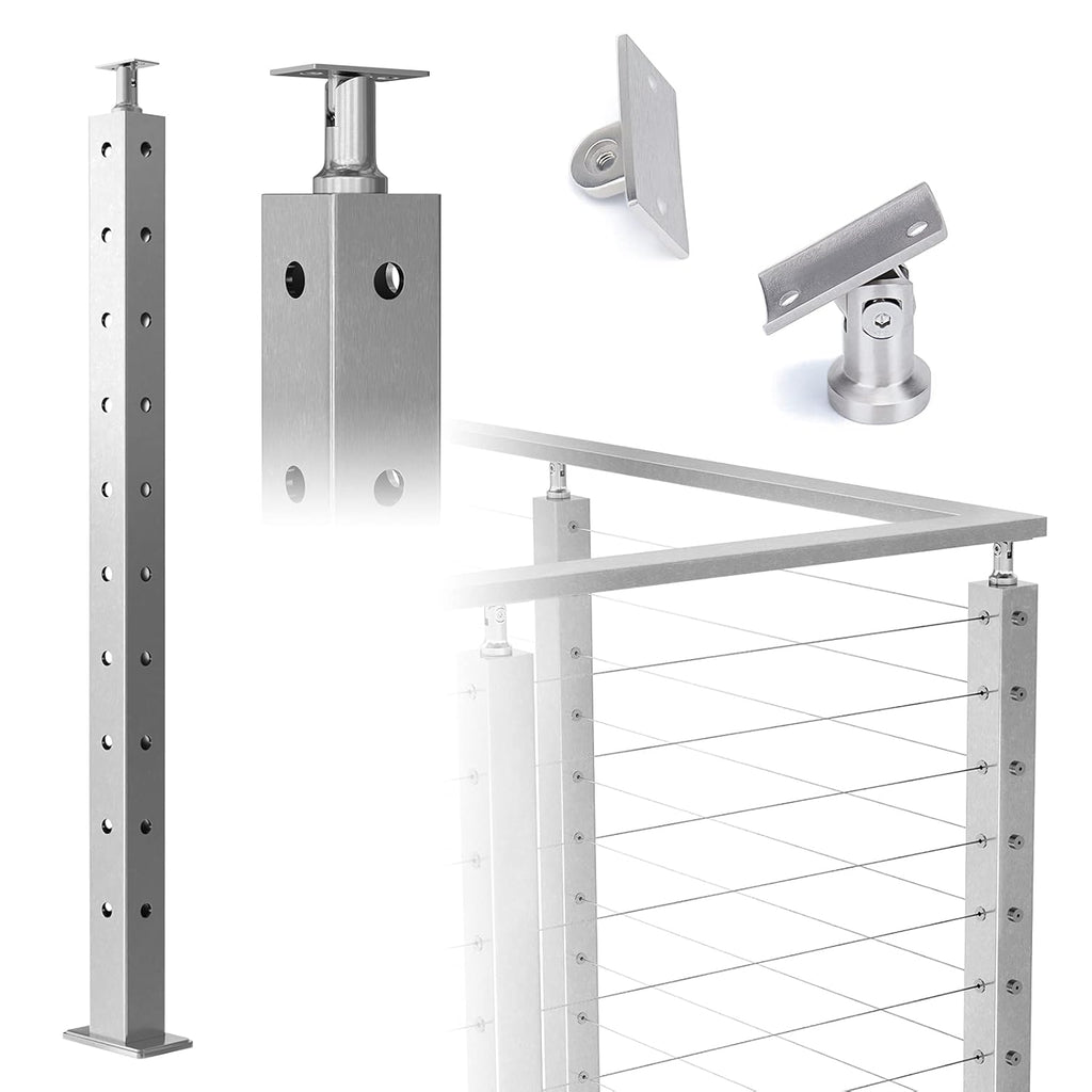 Cable Railing Corner Post 36x2x2 Surface Mount C268