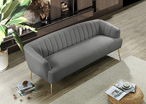 Grey Velvet Upholstered Sofa T7428