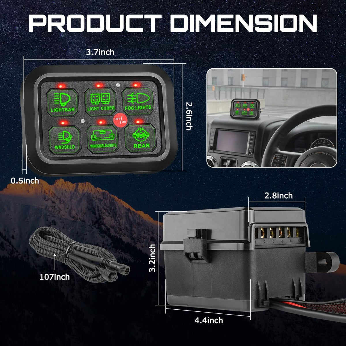 8 Gang LED Switch Panel with Label Stickers S2238