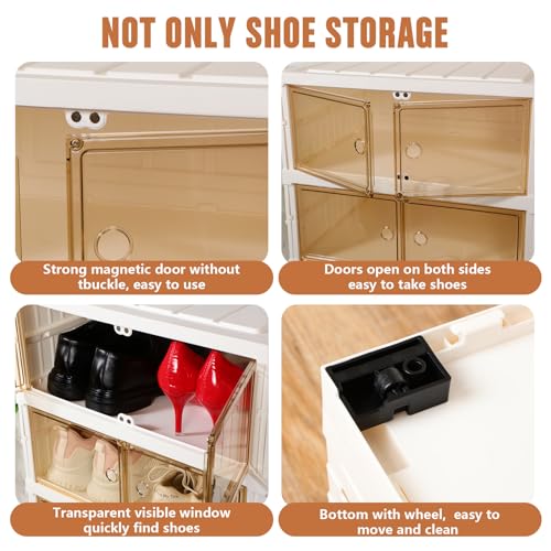 Clear Plastic 9-Tier Stackable Shoes Storage Box with Lids and Door O819927