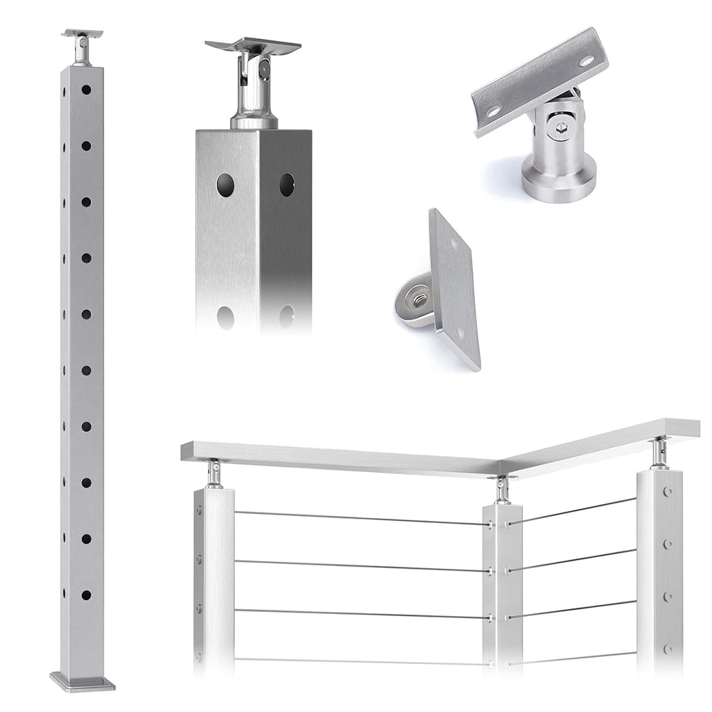 Cable Railing Corner Post 36x2x2 Surface Mount C268