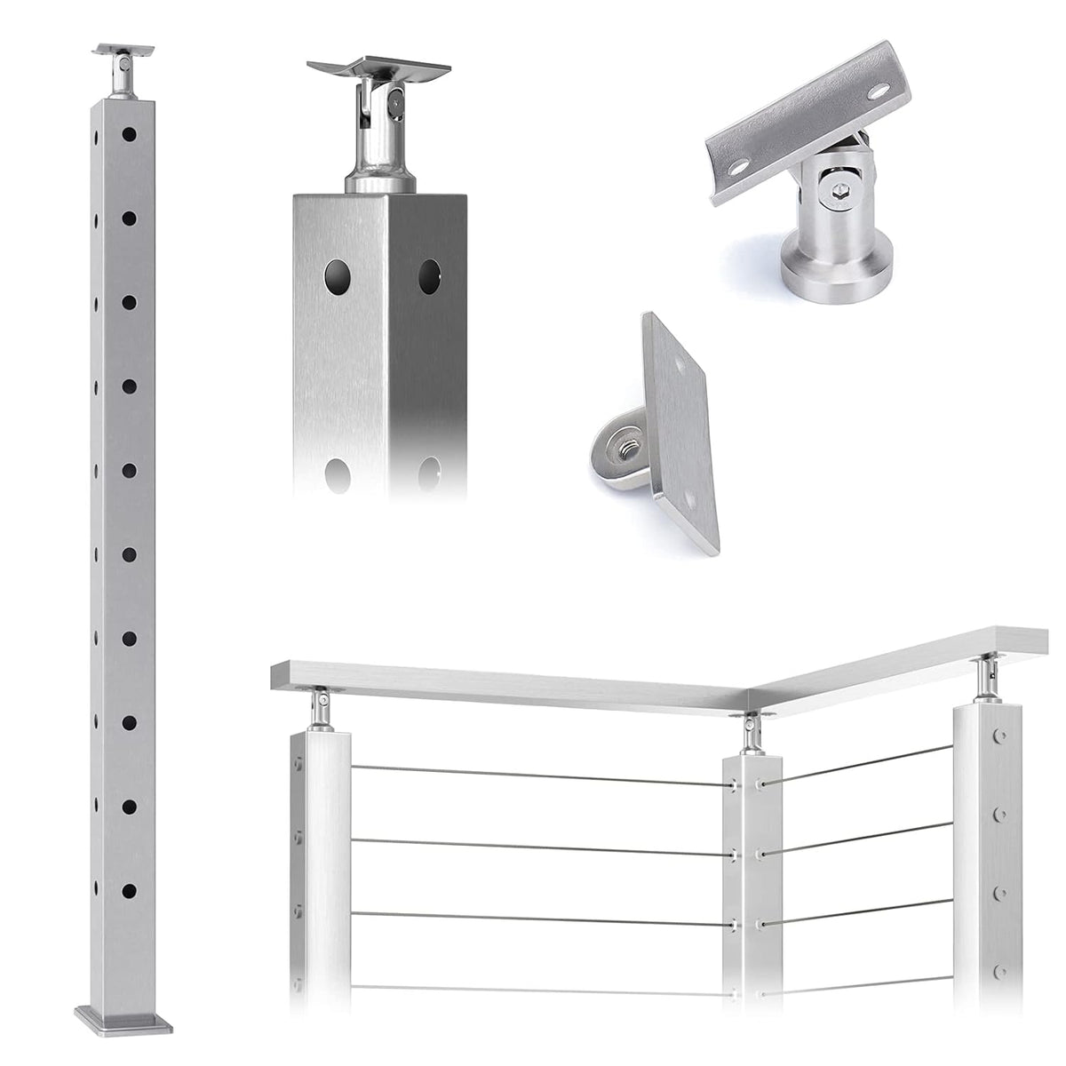 Cable Railing Corner Post 36x2x2 Surface Mount C268