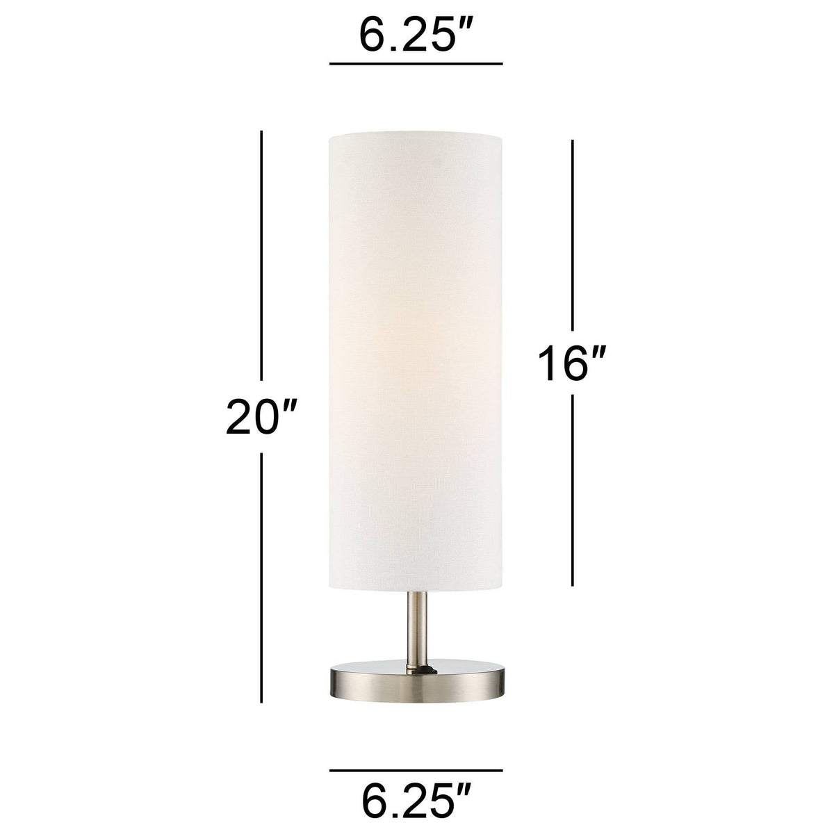 Modern Accent Table Lamp with USB and AC Power Outlet Brushed Steel Off White Cylinder Shade Q1263