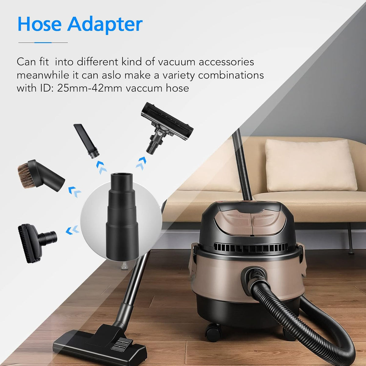 2 Pieces 25mm Horse Hair Vacuum Attachment with Universal Connector, Round Dust Brush, Hose Adapter Y973