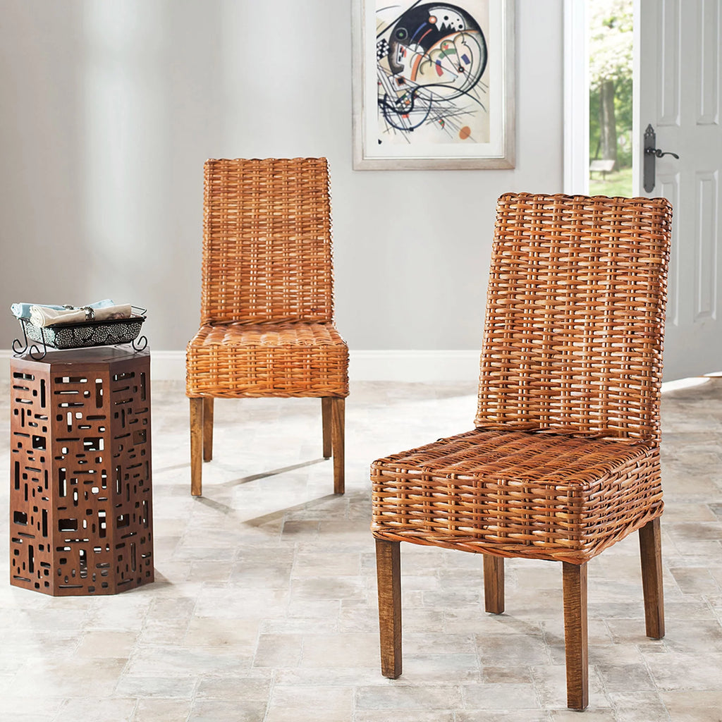 Honey Oak Rattan Side Chair, Set of 2 G8456