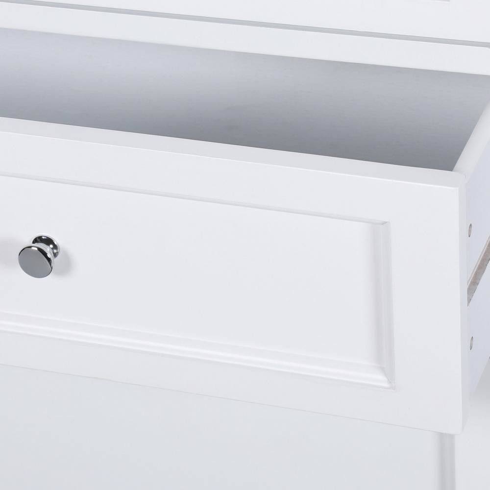 White Bathroom Linen Cabinet Drawer Storage Shelves Z912908