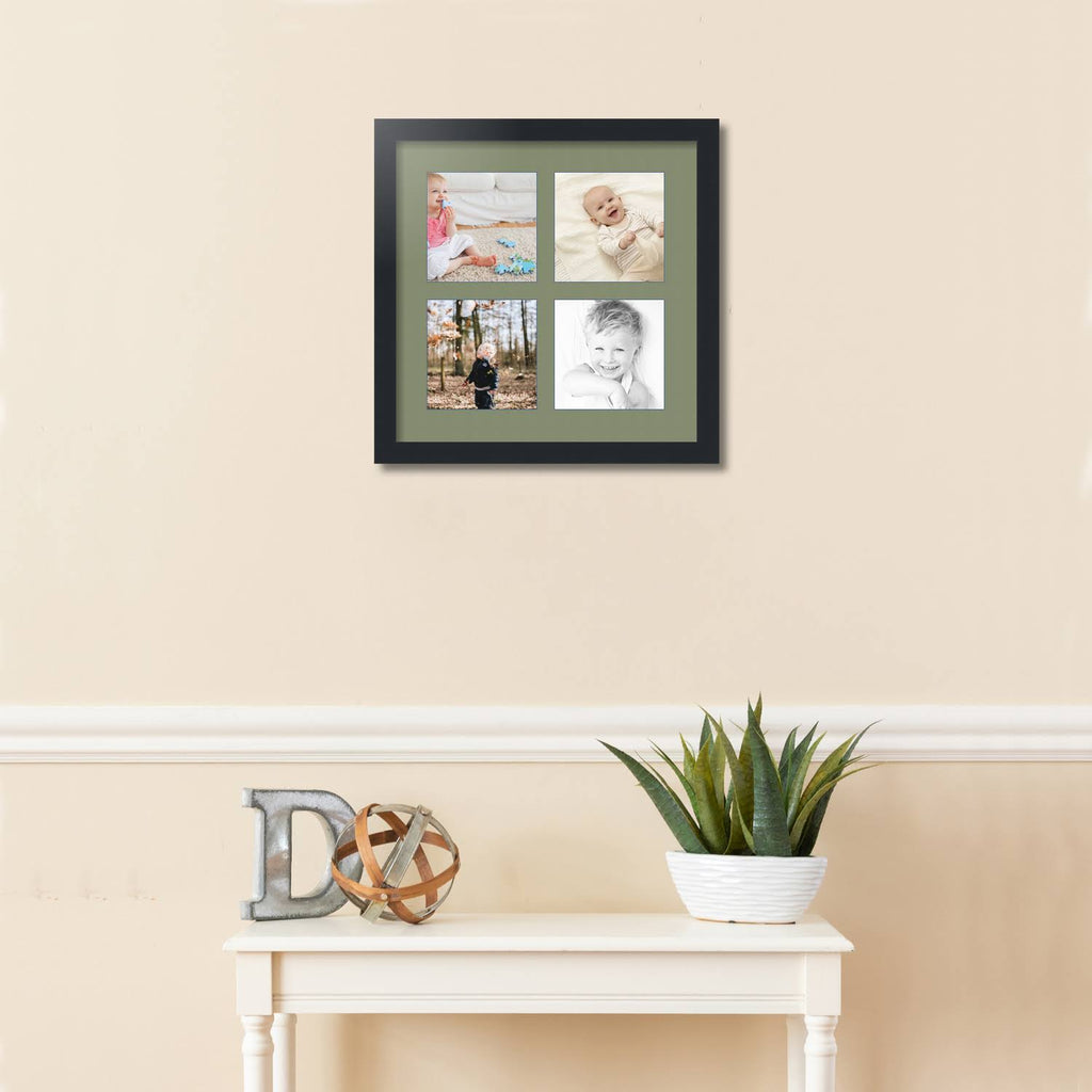 Satin Black Collage Picture Frame with 4 Openings for 6x6 Photos L6311