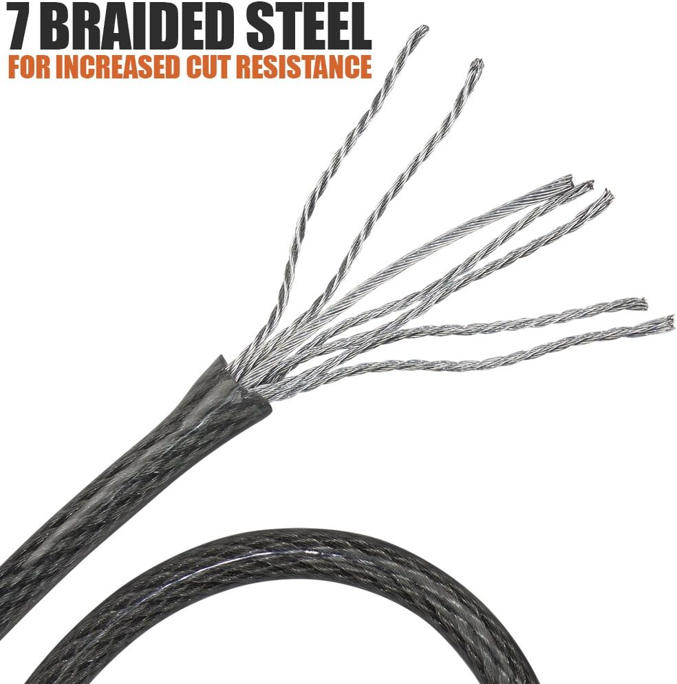 30FT Braided Steel Security Cable with Loops 3/8 Inch Set of 2 B72424