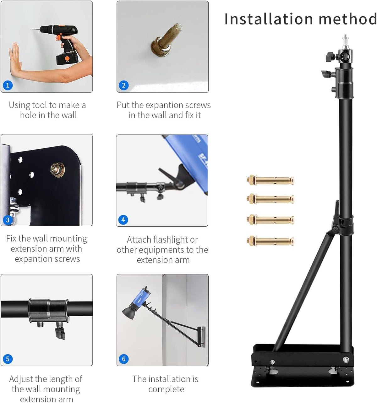 Black 5.9 Feet Camera Wall Mount J346823