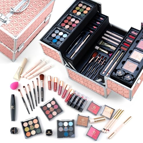 Professional Makeup Set with Storage Train Case, Pink O87691