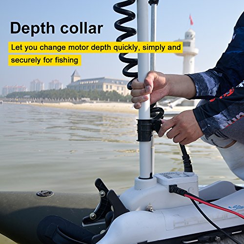 White 12V 55LBS 48 inch Bow Mount Trolling Motor with Remote Control and Quick Release Bracket O228