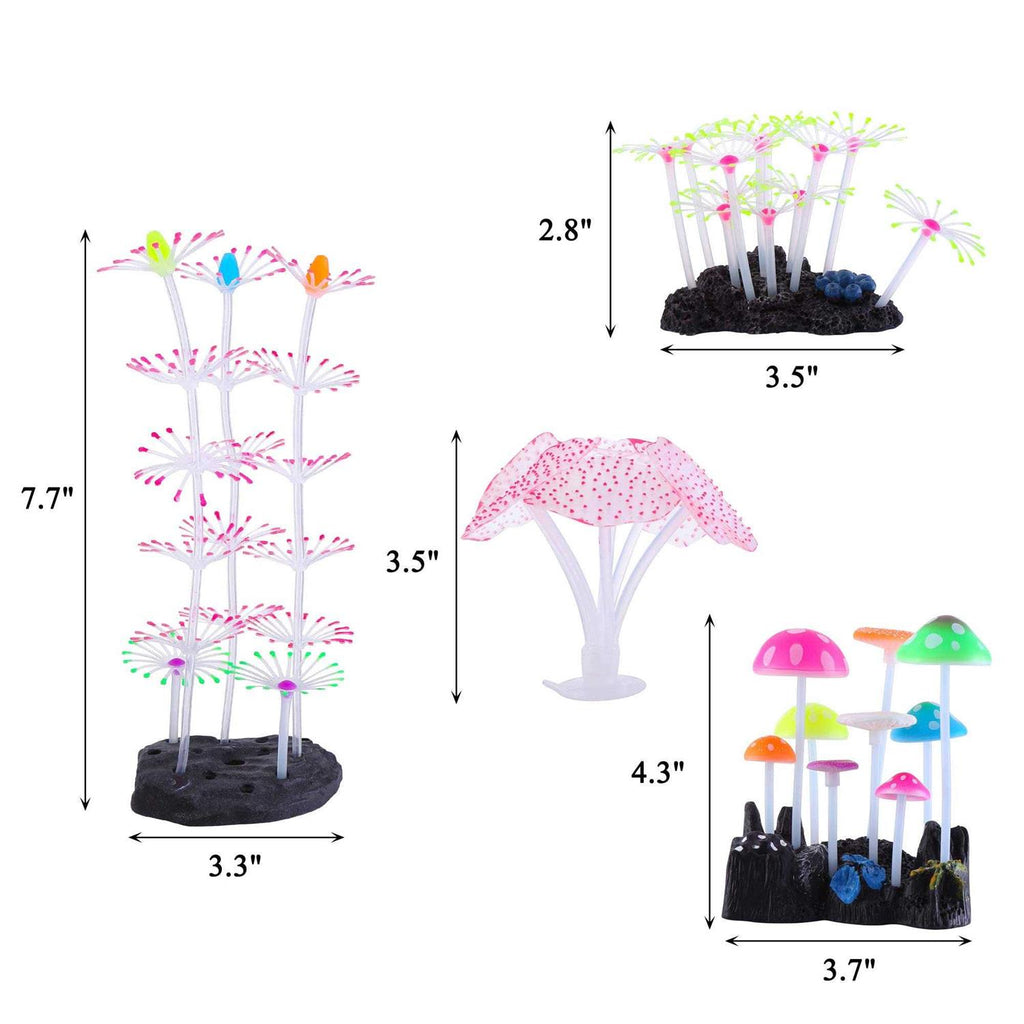 4 Pack Glow Silicone Aquarium Decorations D845650