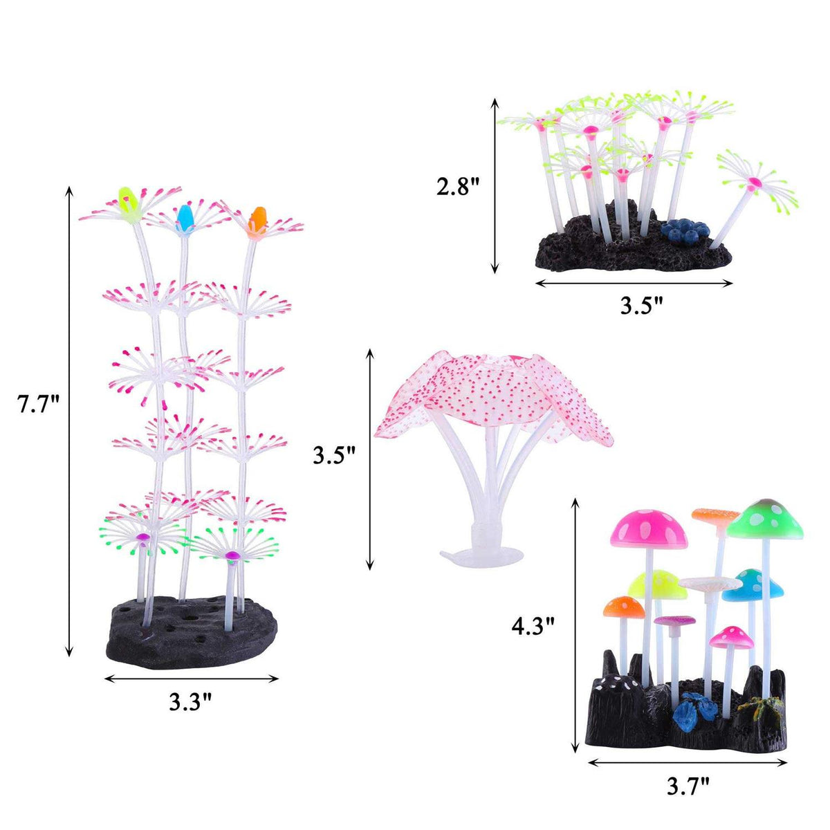 4 Pack Glow Silicone Aquarium Decorations D845650