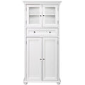 White Bathroom Linen Cabinet Drawer Storage Shelves Z912908